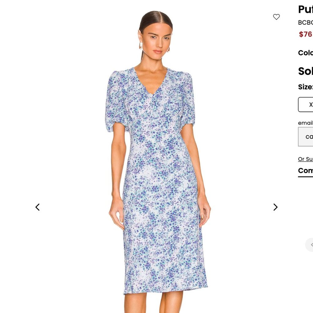 BCBGeneration Puff Sleeve Midi Dress